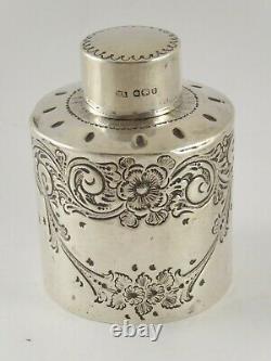 LOVELY VICTOTRIAN SOLID STERLING SILVER TEA CADDY CANISTER ATKIN BROS 1894 76g