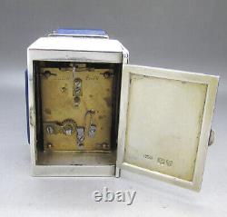 LUXURY C&G ASPREY 19thC SMALL SOLID SILVER & LAPIS LAZULI DESK CLOCK LONDON 1895
