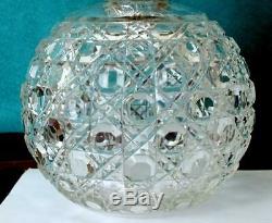 Large (564g) Cut Glass Silver Lid Globular Perfume Bottle Chester 1898 G Watts