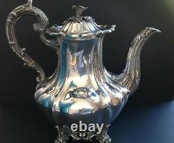 Large Barnard Victorian Antique English Sterling Silver Coffee Pot London 1839