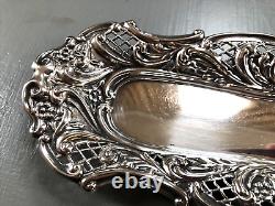 Large Hallmarked Antique Victorian Solid Sterling Silver Rococo Pen/Trinket Tray