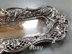 Large Hallmarked Antique Victorian Solid Sterling Silver Rococo Pen/Trinket Tray