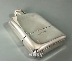 Large Victorian Silver Hip Flask Cornelius Birmingham 1900 235g BBEZX