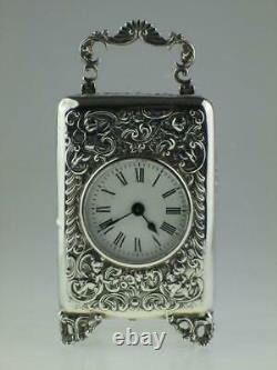 Large Victorian Solid Silver Carriage Clock By William Comyns 1896 London