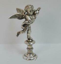 Large Victorian Solid Silver Table Fob Seal of CHERUB & DOLPHIN
