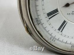 Large Victorian Sterling Silver Keyless Chronograph Pocket Watch 20005