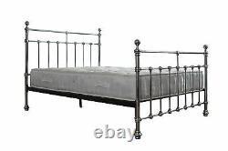 Lavish New Silver Chrome Solid Metal Bed Frame In Double & King Size Free P&p