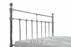 Lavish New Silver Chrome Solid Metal Bed Frame In Double & King Size Free P&p