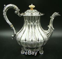MAGNIFICENT ENGLISH 925 Sterling Silver Coffee and Tea Set Service with Samovar