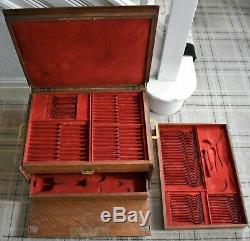 MASSIVE Continental OAK FLATWARE/CANTEEN BOX for a large sterling flatware set