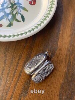 MISTLETOE Victorian SOLID Silver Chatelaine Coin Holder Pendant French Art Nouvo