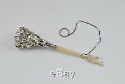 Mid 19th Century French Silver & Mother Of Pearl Tussie Mussie Posy Holder