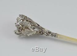 Mid 19th Century French Silver & Mother Of Pearl Tussie Mussie Posy Holder