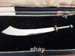 Military Victorian Solid Silver Scimitar in fitted case Not Hallmarked