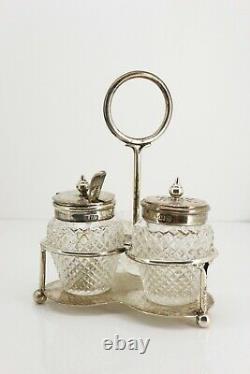 Miniature 925 Sterling Silver Condiment Set. T Wooley Birmingham 1901. NICE1