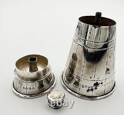 NOVELTY PEPPER GRINDER MILK CHURN STERLING SILVER VICTORIAN 1884 Hukin & Heath