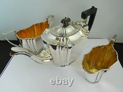 Nice Quality Victorian English Sterling Silver Tea Set John Millward Banks