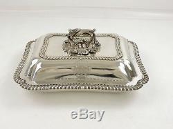 OUTSTANDING Victorian SILVER ENTREE DISH London 1855 Coat of Arms 1580g CANADA