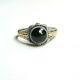 Old Antique Victorian Solid Silver Mourning Ring With Gold Detail Size O