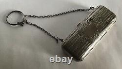 Ornate Sterling Silver Coin Holder On Chain For Chatelaine