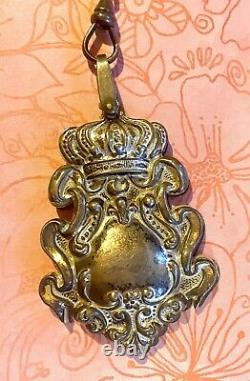 Ornate Victorian Sterling Chatelaine Buttonhook, Sterling Walnut, Perfume Flask