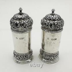 PAIR PEPPERPOTS STERLING SILVER VICTORIAN London 1900 Wakely & Wheeler