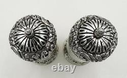 PAIR PEPPERPOTS STERLING SILVER VICTORIAN London 1900 Wakely & Wheeler