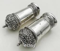 PAIR PEPPERPOTS STERLING SILVER VICTORIAN London 1900 Wakely & Wheeler