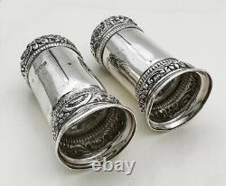 PAIR PEPPERPOTS STERLING SILVER VICTORIAN London 1900 Wakely & Wheeler