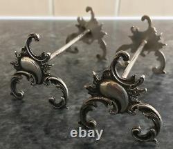 PAIR of rococo style VICTORIAN solid 800 grade krischer SILVER KNIFE RESTS
