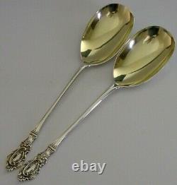 PRETTY VICTORIAN ENGLISH SOLID STERLING SILVER SERVING SPOONS 1906 ANTIQUE 72g
