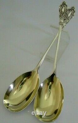 PRETTY VICTORIAN ENGLISH SOLID STERLING SILVER SERVING SPOONS 1906 ANTIQUE 72g