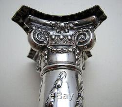Pair ANTIQUE Victorian Corinthian Column English Sterling Silver Candlesticks