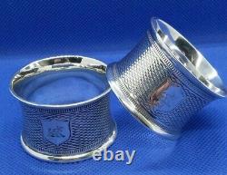 Pair Antique Victorian Sterling Silver Hallmarked 1857 Napkin Rings, John Evans