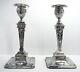 Pair Beautiful Antique Victorian Adam Style English Sterling Silver Candlesticks
