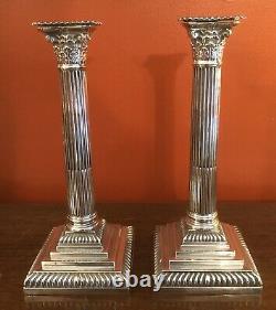 Pair Of Victorian Solid Silver Corinthian Candlesticks Sheffield 1891