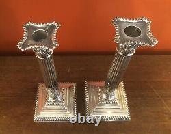 Pair Of Victorian Solid Silver Corinthian Candlesticks Sheffield 1891