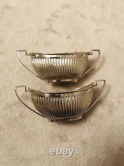 Pair Of Victorian Solid Silver Navette Form Fluted Salts William Davenport 1898