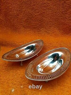 Pair of Antique Victorian Sterling Silver Hallmarked 1897 Large Bon Bon Dishes