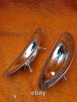 Pair of Antique Victorian Sterling Silver Hallmarked 1897 Large Bon Bon Dishes