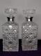 Pair Of Silver Rimmed Heavy Cut Glass Spirit Decanter Dates 1972