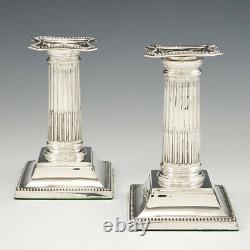 Pair of Sterling SIlver Doric Candlesticks 1900