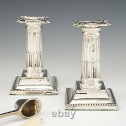 Pair of Sterling SIlver Doric Candlesticks 1900