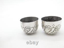 Pair of Victorian Sterling Silver Floral Pattern Salt Cellars 1878 London Antiqu