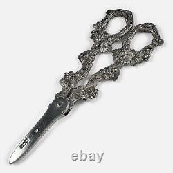 Pair of Victorian Sterling Silver Grape Scissors, 1899