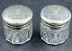 Pair Of Victorian Silver & Glass Jars London 1883 Hicks Family Crest
