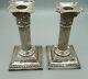 Pair Of Victorian Sterling Silver Corinthian Column Candlesticks, London 1878