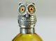Perfume Silver Owl Bird Top Antique Bottle Amber Glass Scent Bottle Tear Drop