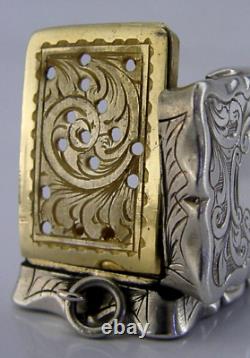 Pretty English Antique Solid Sterling Silver Vinaigrette Box 1855 Victorian