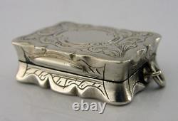 Pretty English Antique Solid Sterling Silver Vinaigrette Box 1855 Victorian
